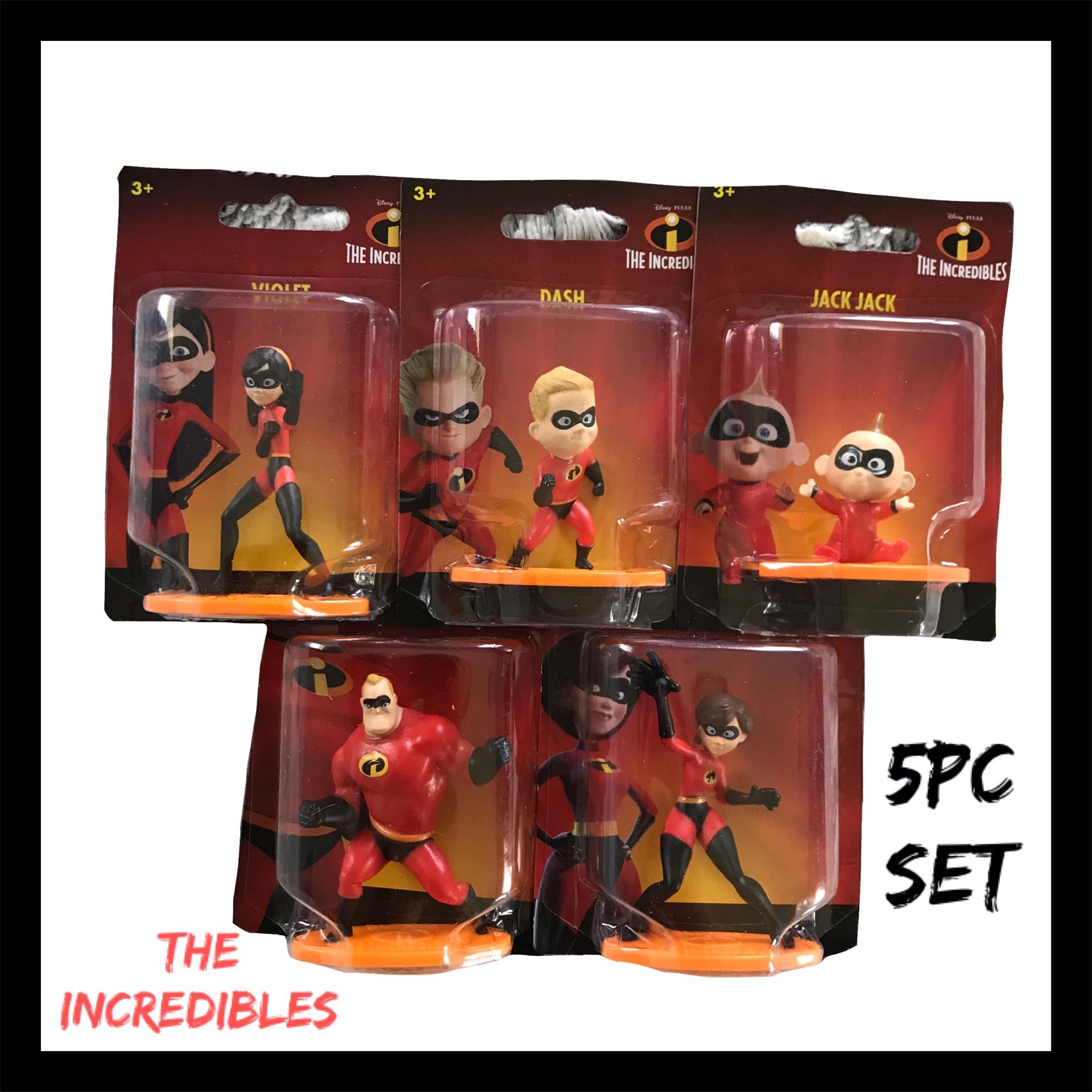 NIB Pixar The Incredibles 5Pc Figure Set