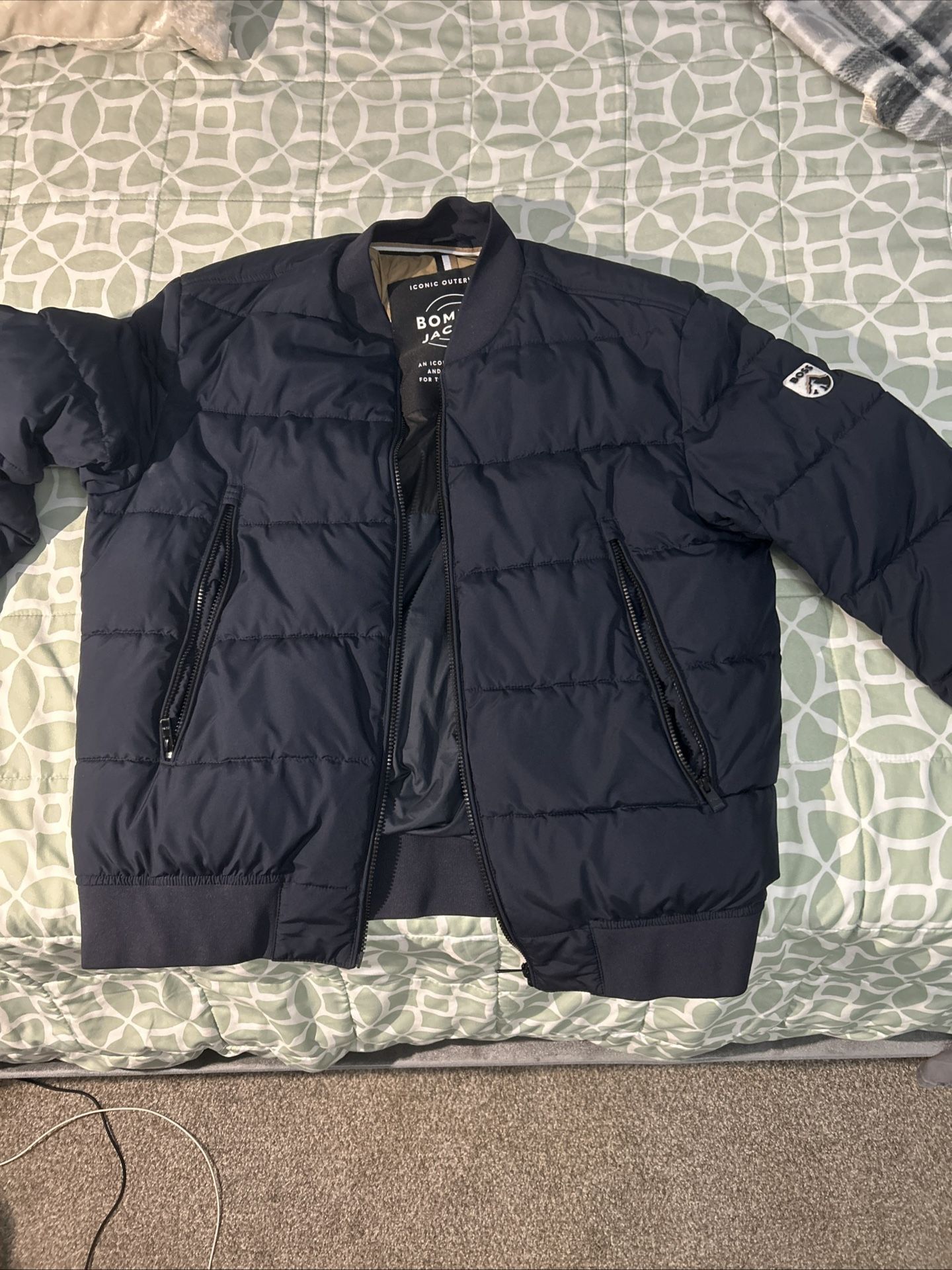 Hugo Boss Dark Blue Jacket, Water Repellent, Size M