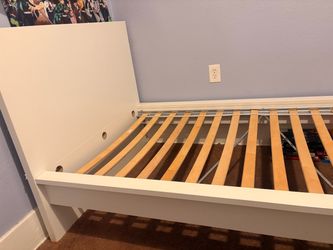 White Twin Bed Frame with Slats