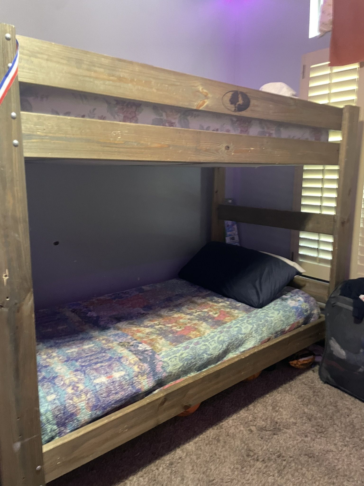Twin bunk bed. Real wood.