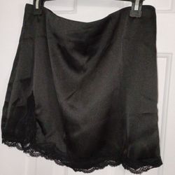 Short Silk Skirt w/Thigh Slit