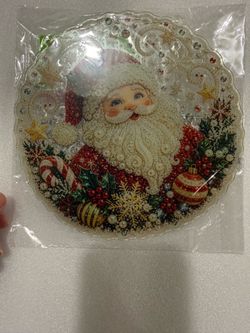 Santa Claus Christmas Decorative Glass Plate