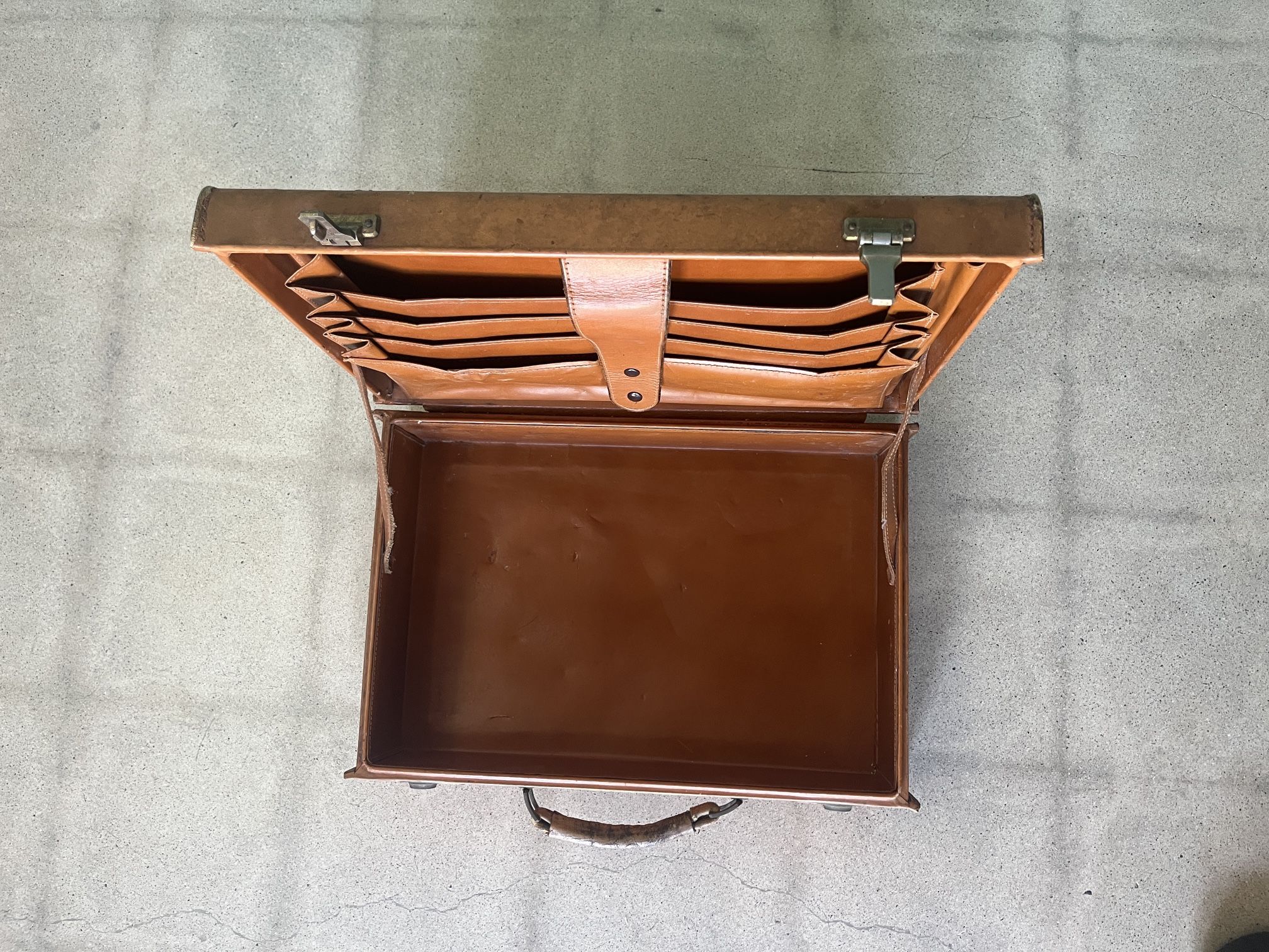 Vintage Presto hard side briefcase folders Camel Color