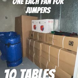 PARTY SUPPLIES JUMPERS AND CHAIRS AND TABLES 