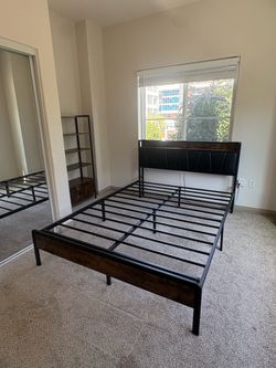 Bed frame with Shelving Headboard and USB ports