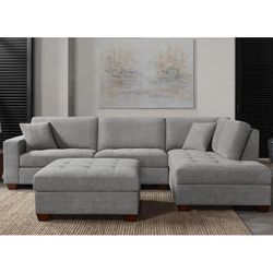 Thomasville Miles Fabric Sectional with Storage Ottoman