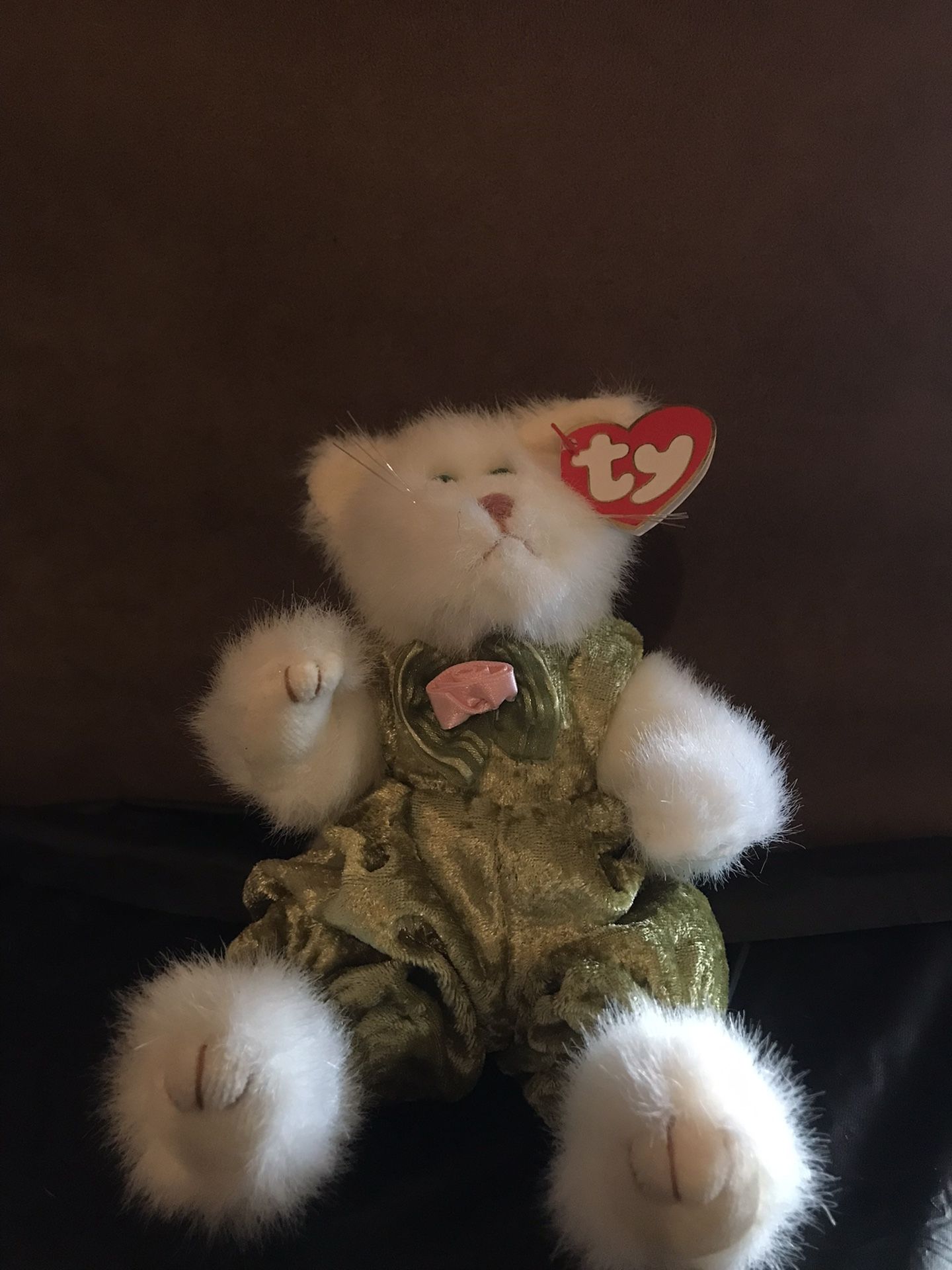 TY Beanie Baby Attic Treasures Katrina White Cat Plush 8" Jointed 1993 retired 