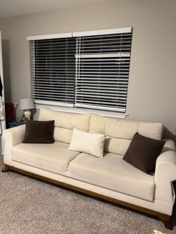 Cream Sleeper Sofa with Storage – Converts to Bed