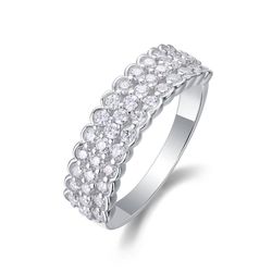Fifty8 Moissanite Pave Band Ring, 925 Sterling Silver, Poetry Elegance