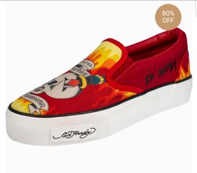 New Ed Hardy Canvas Slip On Sneakers Women's Size 11