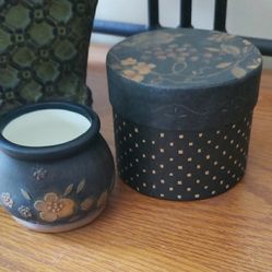 NWT- Floral Black and Brown Decorative Candle Holder
