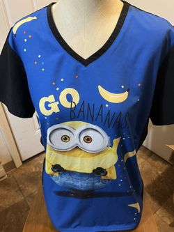 Womens Medium Minion Scrub Shirt 