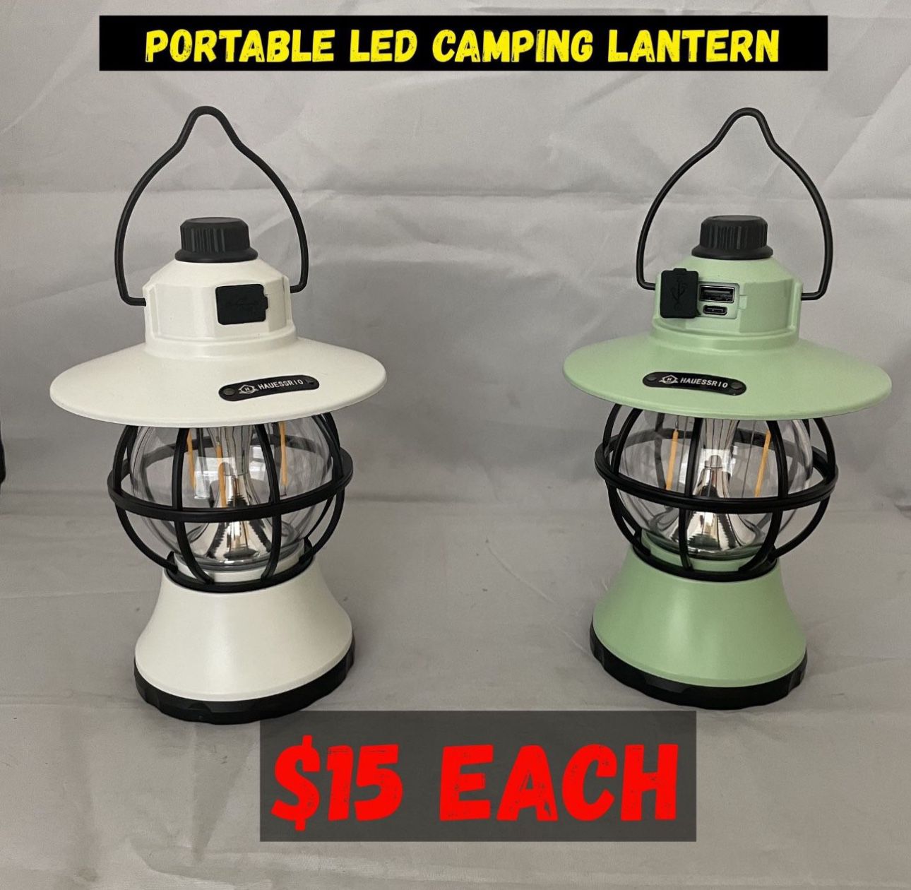 New Retro Style Hanging Camping light Lamp USB Rechargeable Hanging Adjust Light Modes Waterproof 