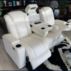 Party Time White Power Recliner Sofa Couch Same Day Delivery By ASHLEY 