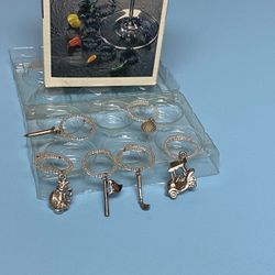 Vintage WineGlass Charms - golf tools shapes