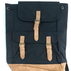 DSW black canvas drawstring backpack tote