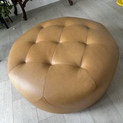 Article Circular Leather Ottoman (Retails $800) 