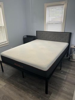 Queen bed frame and mattress