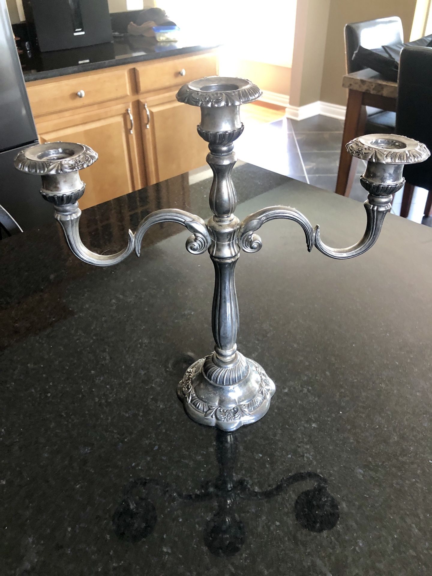 Vintage Silver-Plated Tri-Candelabra