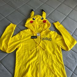 Yellow Pokémon Pikachu Hooded Sweatshirt Sz: M