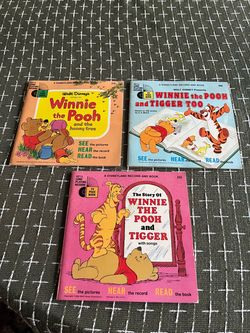 Vintage  Winnie the Pooh Disneyland Record and Book Set of 3