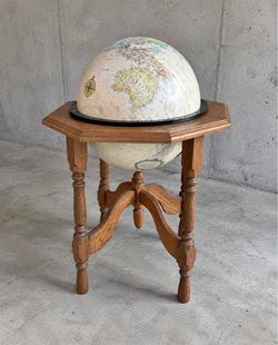 Vintage Floor Globe Table | Wood Library Globe | Office Decor