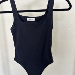 Aritzia Babaton Contour Black Sleeveless Square Neck Bodysuit Sz 2XS