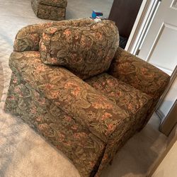 Ethan Allen Upholstered Chair And Ottoman