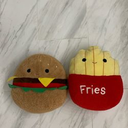 Hamburger And Fry Stuffed Pillow Fuzzamallows - Like Squishmallow Perfect Valentines Gift