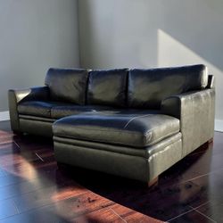Modern Dark Gray Authentic Leather Sectional with Right Chaise ($2,850 New)