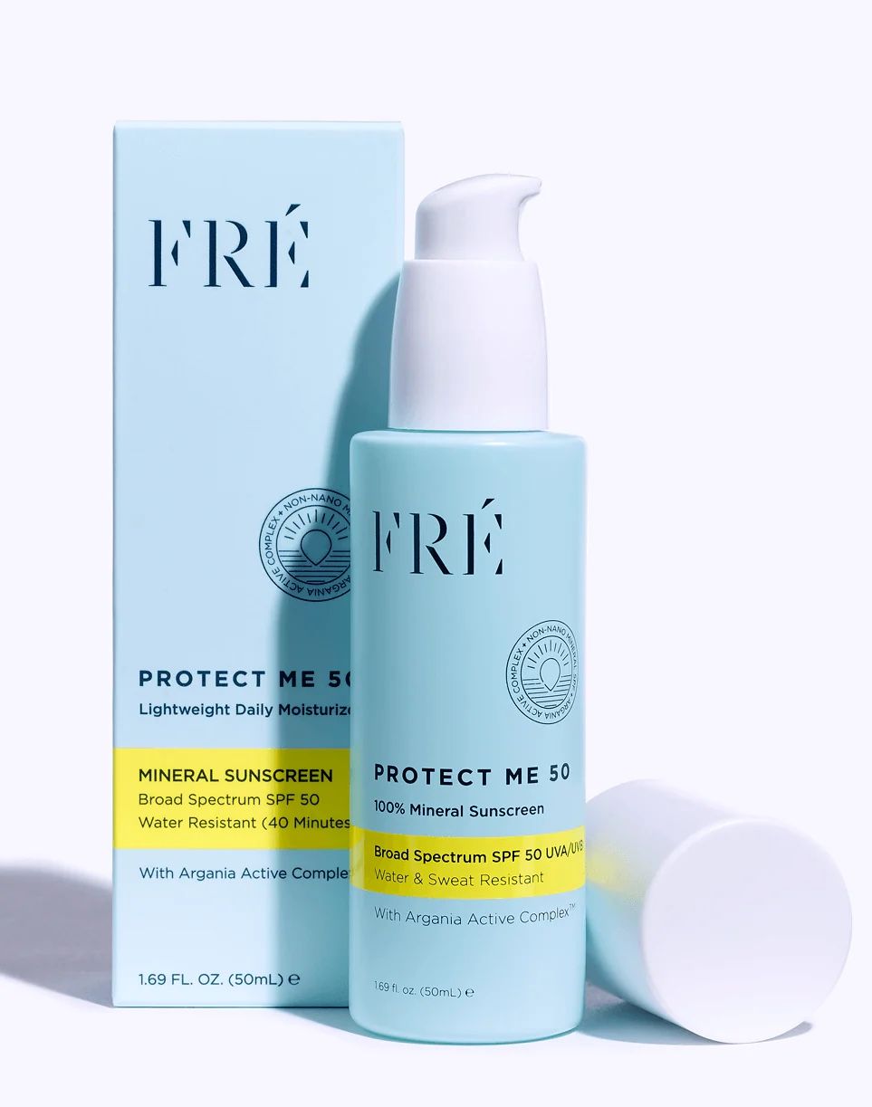 New Never Used FRÉ Protect Me 50 Mineral Sunscreen (water resistant) with Argania active complex still in unopened box