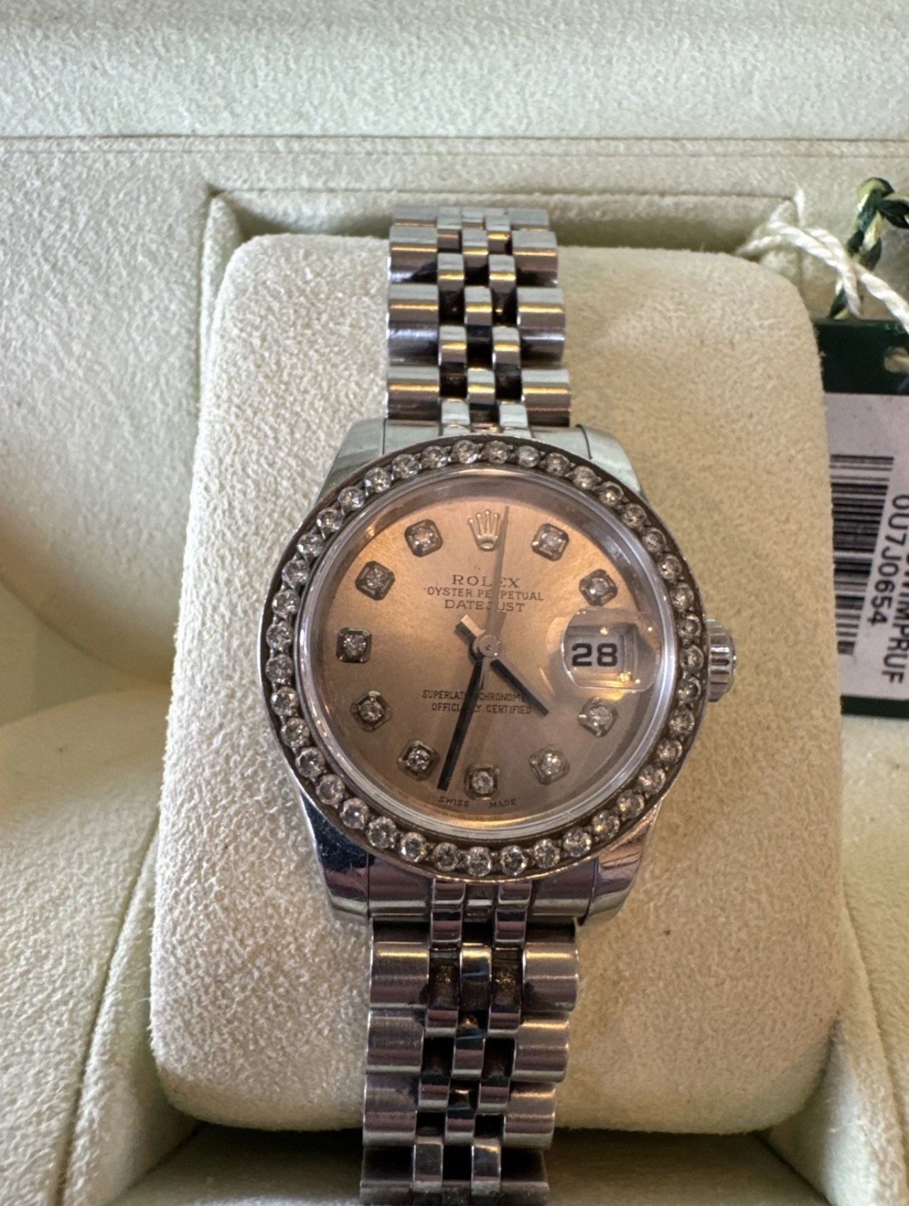 Rolex Datejust 179174 Diamond Dial & Custom Diamond Bezel Full Set With Cert