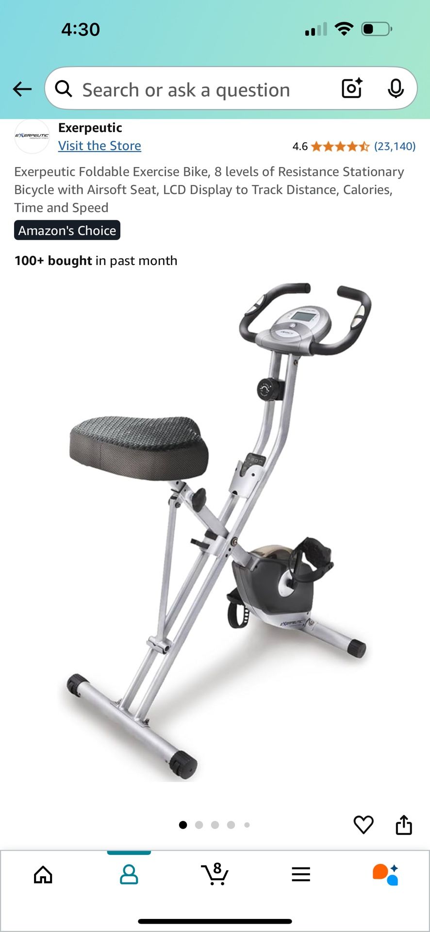 Exerpeutic Foldable Exercise Bike Bicycle