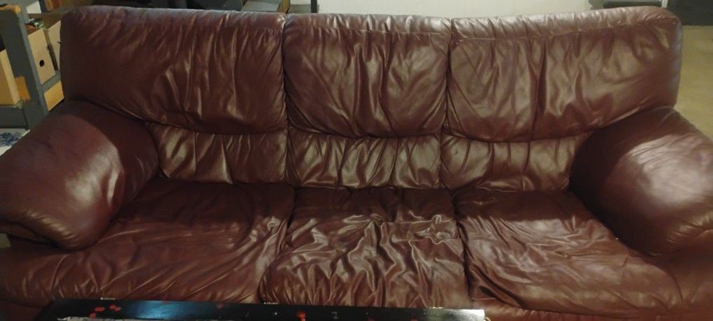 Maroon Leather Couch