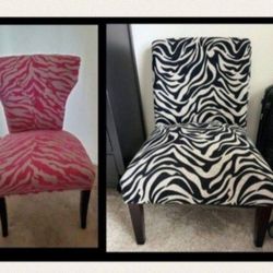 Oversized Black Zebra And Pink Accent Chair