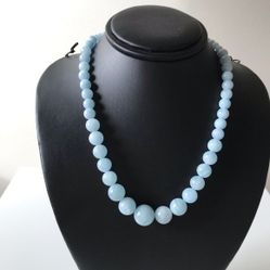 Graduated Aquamarine Bead Necklace 