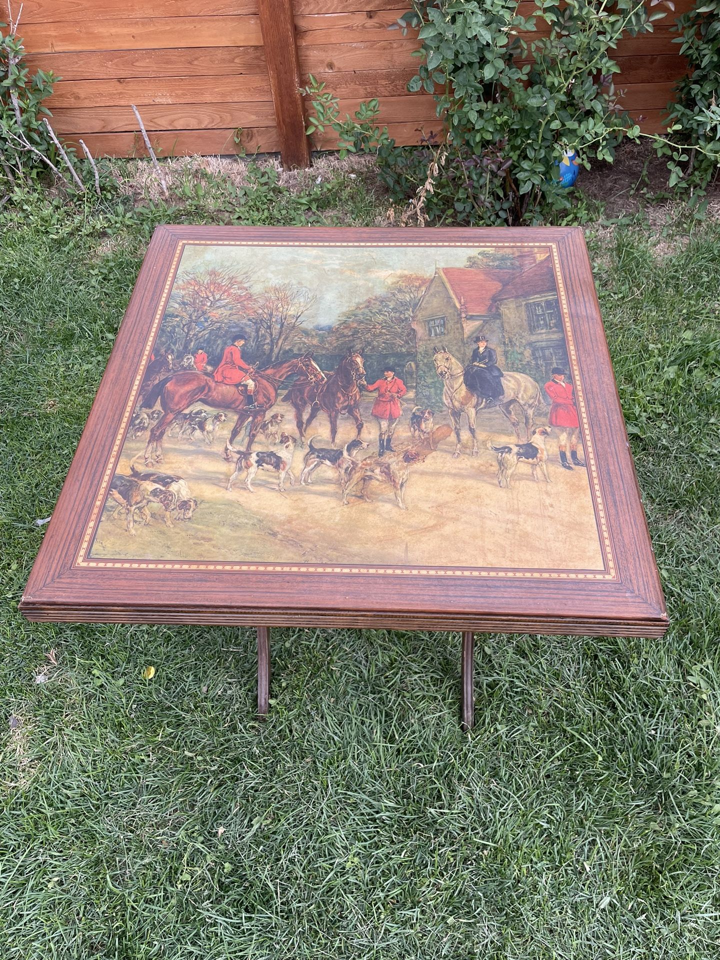 Antique Wood Folding & Standing Table Card Table
