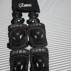 JBM BMX Bike Knee Pads and Elbow Pads with Wrist Guards Protective Gear Set Black
 Large