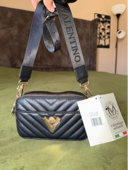 Valentino Orlandi Quilted Sarah Camera Bag- Black