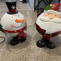 Bobble head Snowman And Santa 