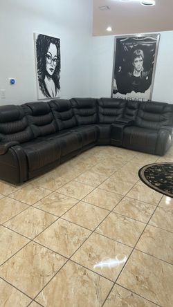 Sofa leather recliner sectional