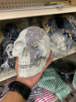 Decorative Skull with Silver Rhinestone Detail