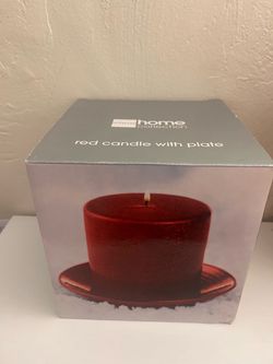JCPenney Home Collection Red Candle with Plate