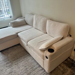 White Boucle Sofa / Sleeper Sofa