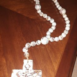 White Clay Bead Rosary