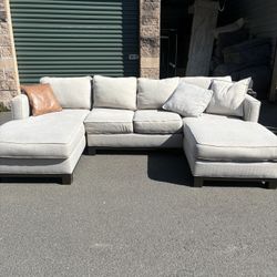 Modern Light Gray Double Chaise Sectional Delivery Available