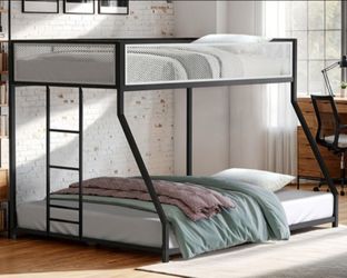 Brand New Black & White Twin Over Full Bunk Bed