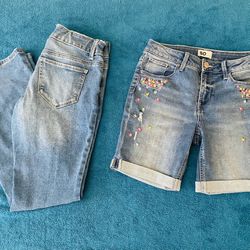 Girls Flare Jeans And Short Size 14 Both For 10 Dlls