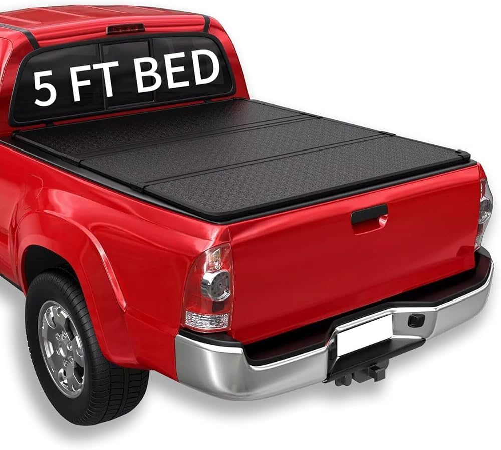 PENSUN 5ft Hard Tri-fold Truck Bed Tonneau Cover Compatible with 2016-2023 Toyota Tacoma with 5 ft 