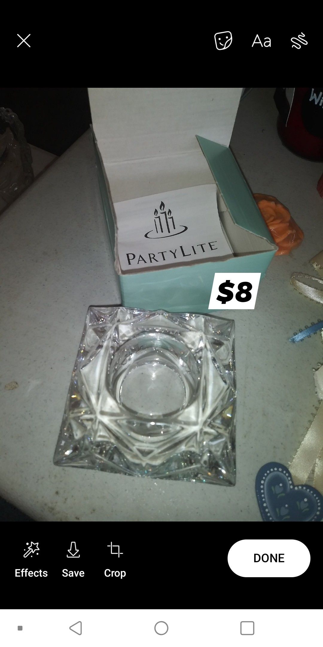 New Party lite crystal votive holder